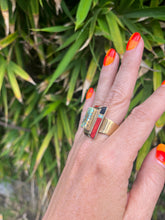 Load image into Gallery viewer, Larry Castillo Cross Lines Opal Brass Ring

