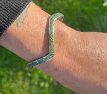 Load image into Gallery viewer, Green Turquoise Lightening Sterling Silver Cuff Bracelet
