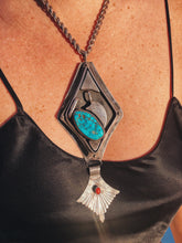 Load image into Gallery viewer, Navajo Turquoise Coral Bear Claw Marked Pendant

