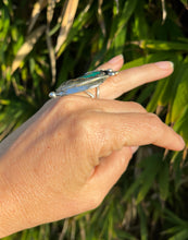 Load image into Gallery viewer, Double Feathers Large Turquoise Ring
