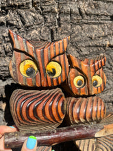 Load image into Gallery viewer, Wood Carved Owls Wall Hanging
