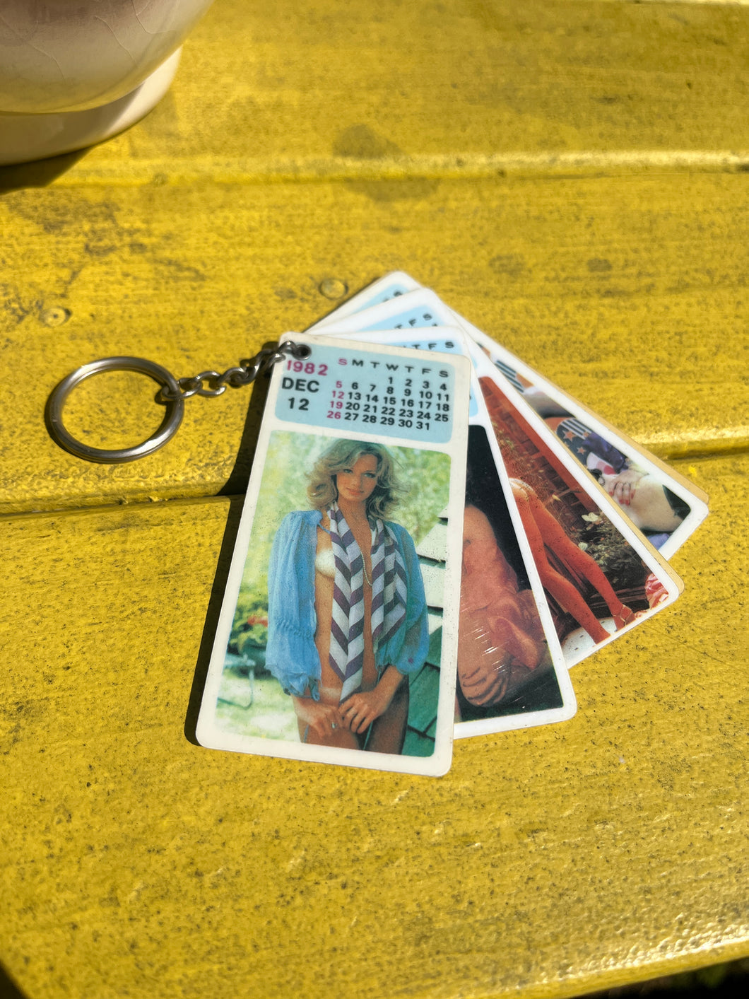 Vintage 1982 Nudie Women Calendar Keychain