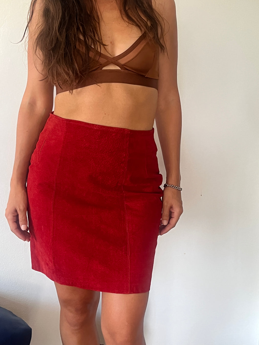 Suede Red Skirt