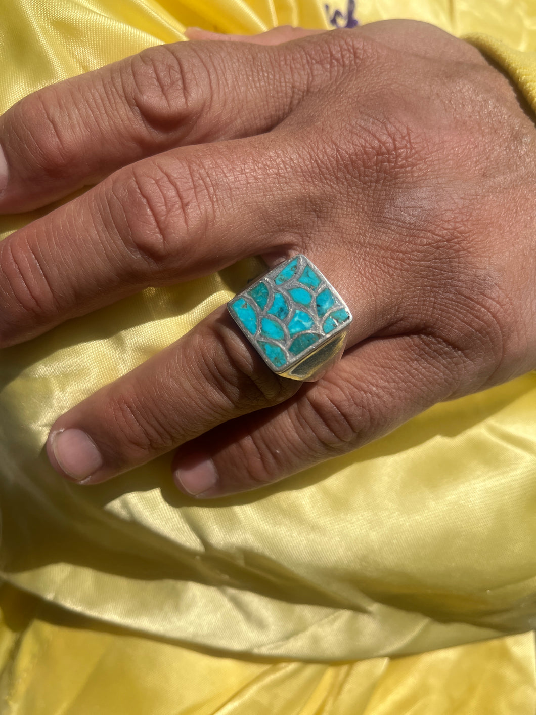 Turquoise Inlay Scales Ring