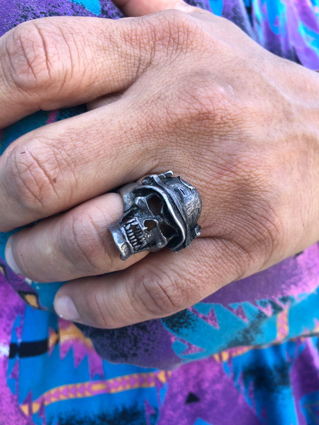 Vintage Skull Helmut Biker Ring