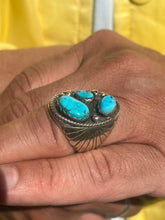 Load image into Gallery viewer, Navajo Three Stone Turquoise Ring
