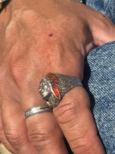 Load image into Gallery viewer, Indian Chief Coral Headdress Ring
