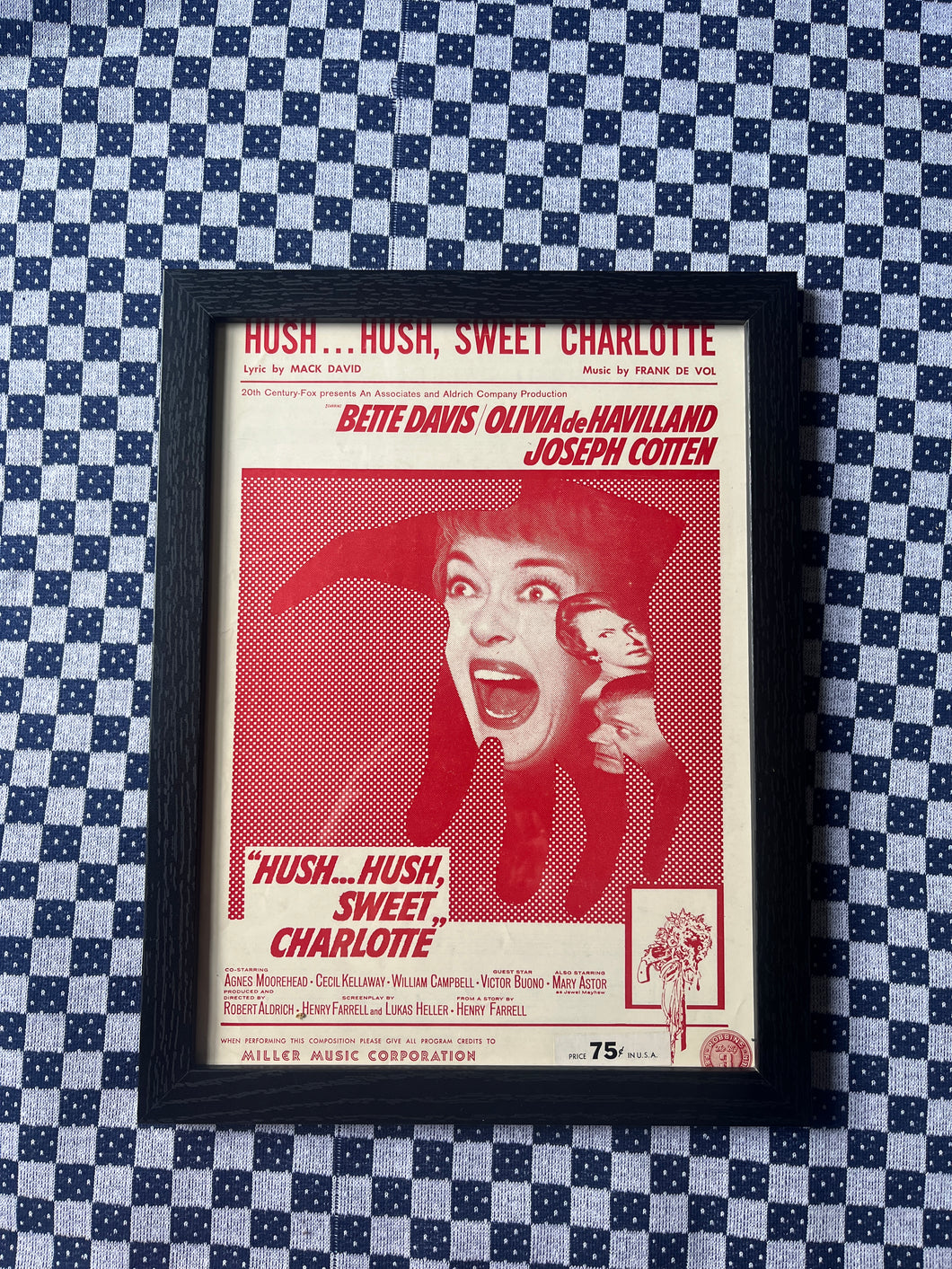 Vintage 1965 Hush Hush Sweet Caroline Framed Song Sheet